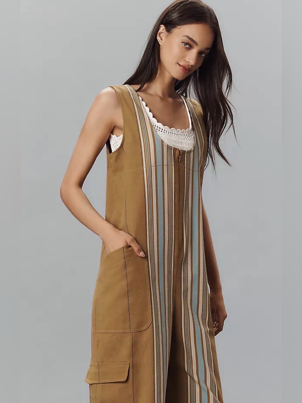 Anthropologie Pilcro Front-Zip Utility Overalls, Size XL - Picture 3 of 10